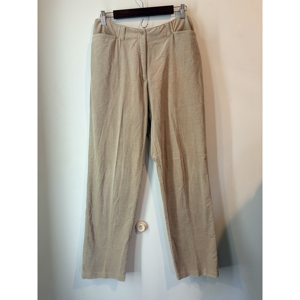 Vintage Lauren Ralph Lauren‎ Velvet Beige Trousers Straight Leg Pleated Size 10